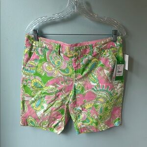 Lilly Pulitzer Pink and Green Bermuda Shorts Tropical Print